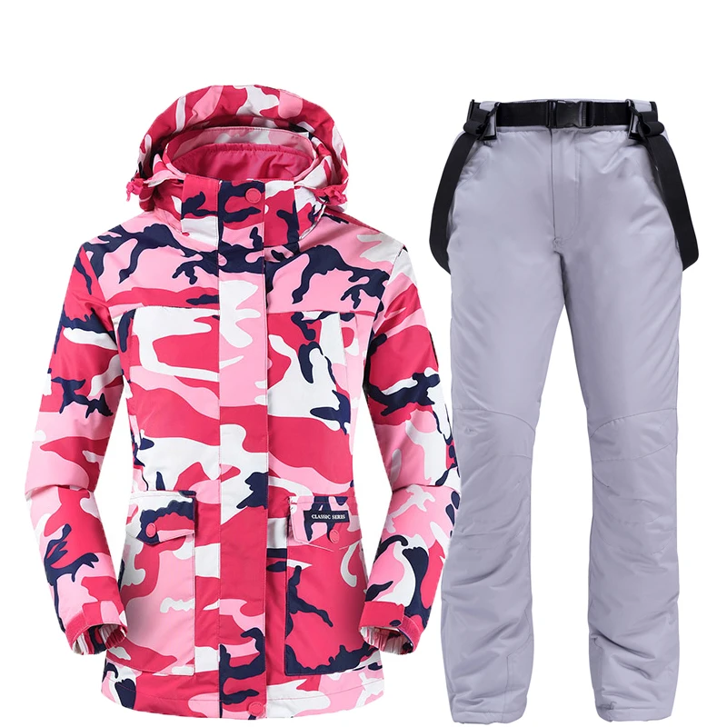 Комбинезон женский зимний ветрозащитный водонепроницаемый со съемными куртками