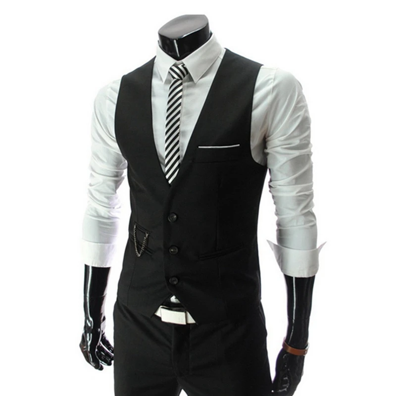 HEFLASHOR платье без рукавов жилеты для мужчин Slim Fit Мужская жилетка костюм жилет Homme