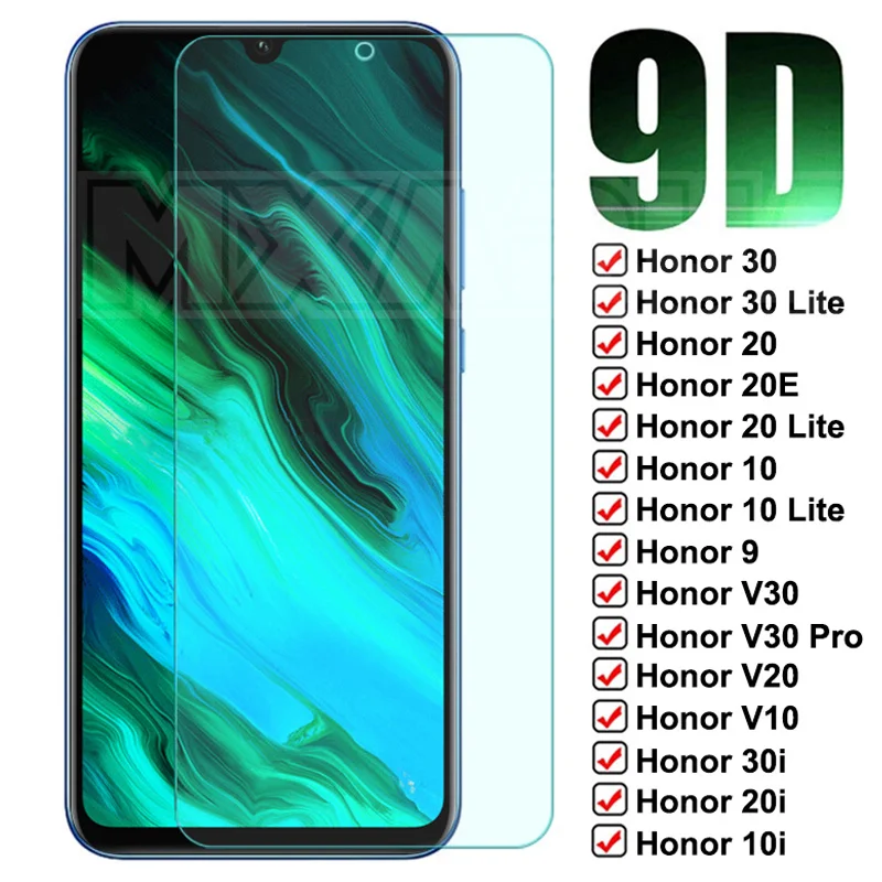 

9D Anti-Burst Tempered Glass For Huawei Honor 30 20 10 9 Lite 20E 30i 20i 10i Screen Protector Honor V10 V20 V30 Glass Film Case