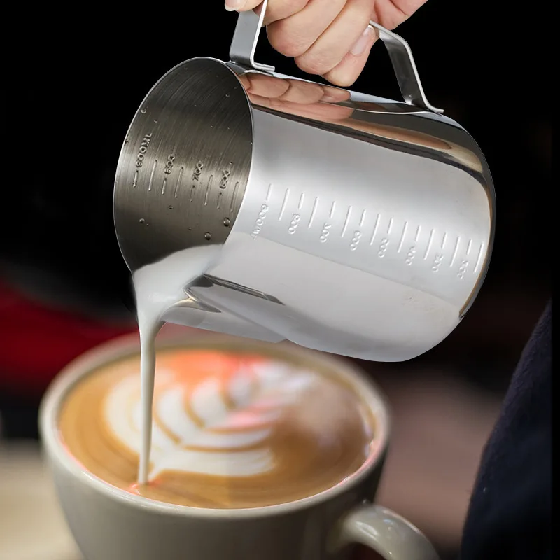 

350/550/900ml Stainless Steel Milk Frothing Pitcher with Scale Coffee Pots Coffeeware Espresso Container Coffee Accessories