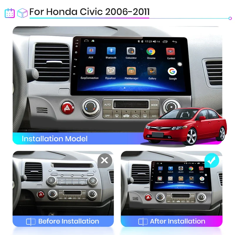 Junsun V1 pro 4G + 64G CarPlay Android 9 0 DSP для Honda Civic 2006 2011 Автомобильный Радио Мультимедийный