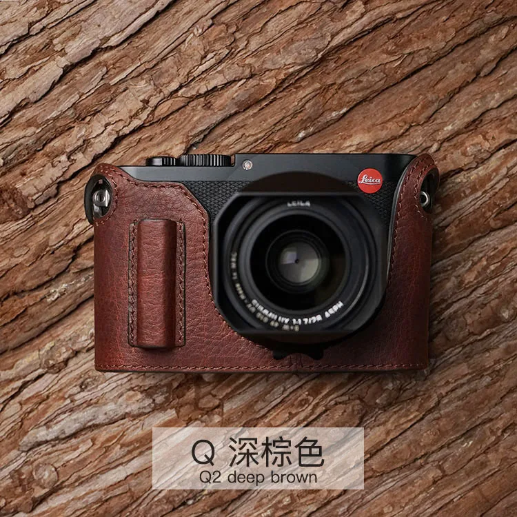 Q Deep brown Mr. Stone ручной работы из натуральной кожи чехол для камеры видео половина сумка боди для камеры Leica Q Q2 камера typ116 - Цвет: Q Deep brown