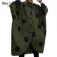 max lulu 2020 new spring fashion designer ladies loose windbreaker women vintage casual oversized trench dots printed long coat