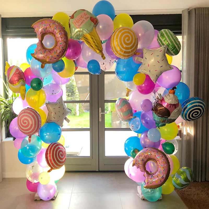 

Kindergarten Decoration Candy Donut Balloons, Children’s Birthday Aluminum Balloons, Festive Party Wedding Background Layout