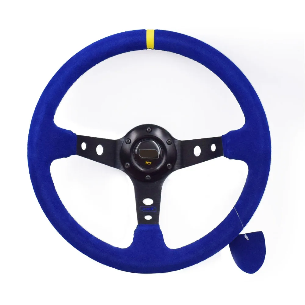 Blue Black Frame 14 дюймов замша Дрифт рулевое колесо - Название цвета: Blue Black Frame