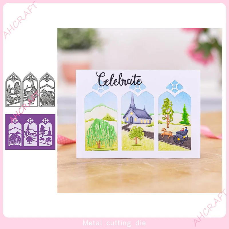 

Three Scenes Farm Cutting Dies Metal Cutting Dies Stencils Card Making DIY Decorative Embossing Paper Cards