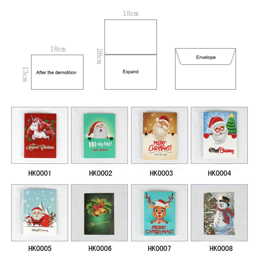 Рождественские открытки 8 наборов DIY 5D алмазная живопись креативная Рождество
