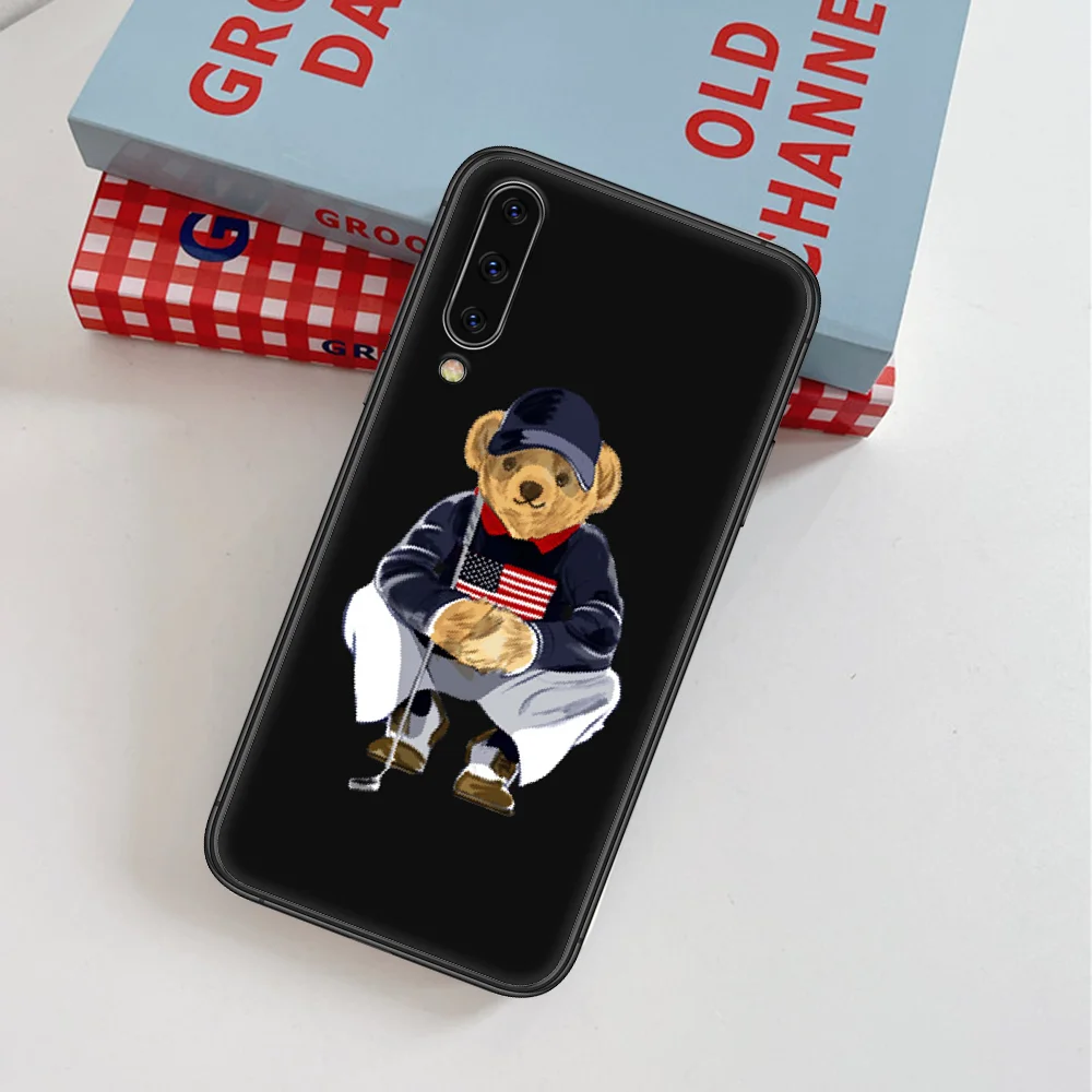 

Korea Fashion Brand Bear Phone Case For Samsung Galaxy A 3 5 7 8 10 20 20E 21S 30 30S 40 50 51 70 71 black Prime Fashion Etui 3D