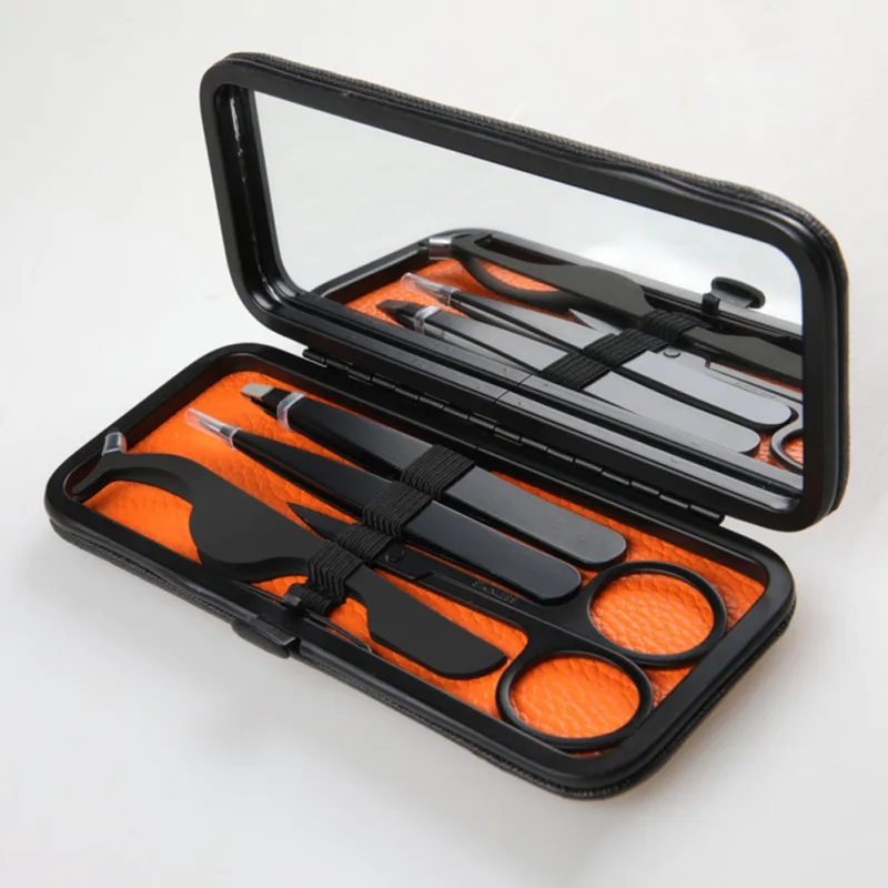 4 шт./компл. набор для макияжа черный пинцет бровей плоский зажим изогнутые