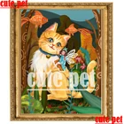 Мозаика для творчества с милым питомцем, алмазная живопись, кот и девушка-эльф, полное сверление, перекрестные стежки, картины для украшения стен дома