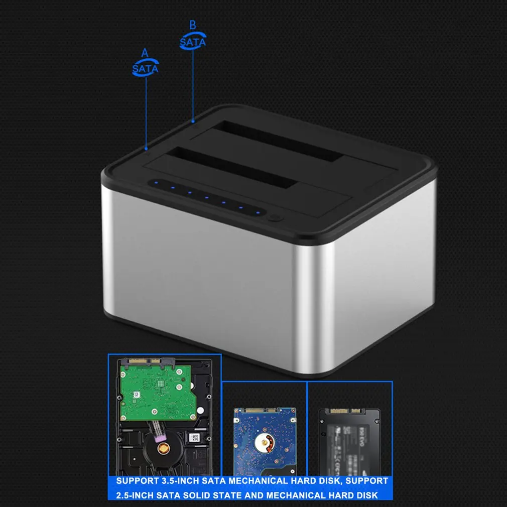 

External Hard Drive Docking Station Card Reader Heat Dissipation USB3.0 Suitable For HDD / SSD3.5 / 2.5 Inch SATA Hard Disk