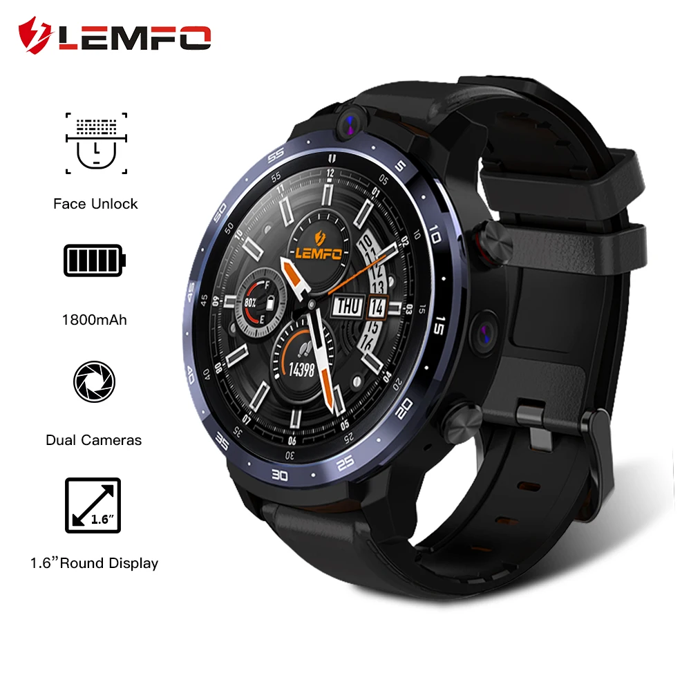 LEMFO LEM12 Смарт часы для мужчин 4G Face ID 1 6 дюймов полный экран Android 7 OS 3G RAM 32G ROM LTE Sim GPS WIFI