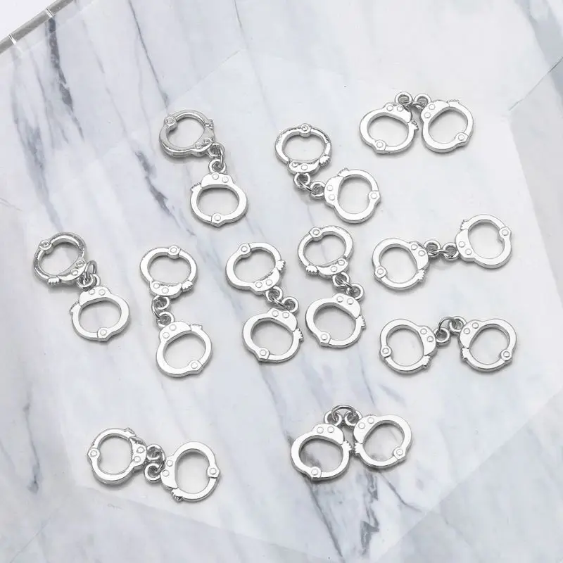 

10Pcs Sliver Gold High Polish Police Handcuffs Charm Pendants DIY Jewelry Making