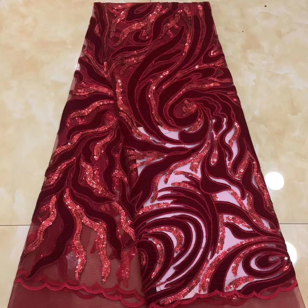 Фиолетовая африканская французская кружевная ткань Высококачественная вышивка