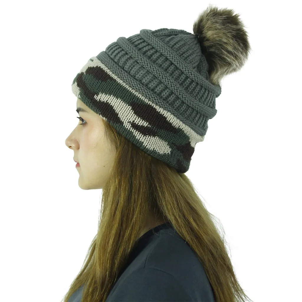 Женская камуфляжная простроченная шапка дамские уличные плюшевые шапки с