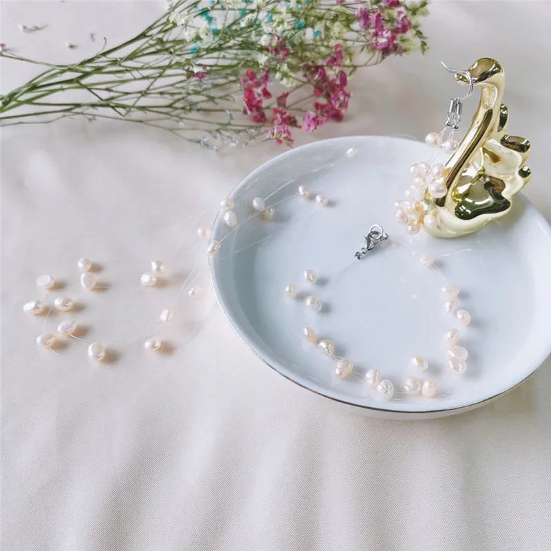 Многослойный жемчужный набор DAIMI с натуральным барочным жемчугом