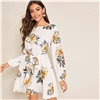 SHEIN белое платье с цветочным принтом и вырезом на спине, с поясом, женское осеннее однотонное платье с круглым вырезом и длинными рукавами, туника, короткие платья в стиле бохо