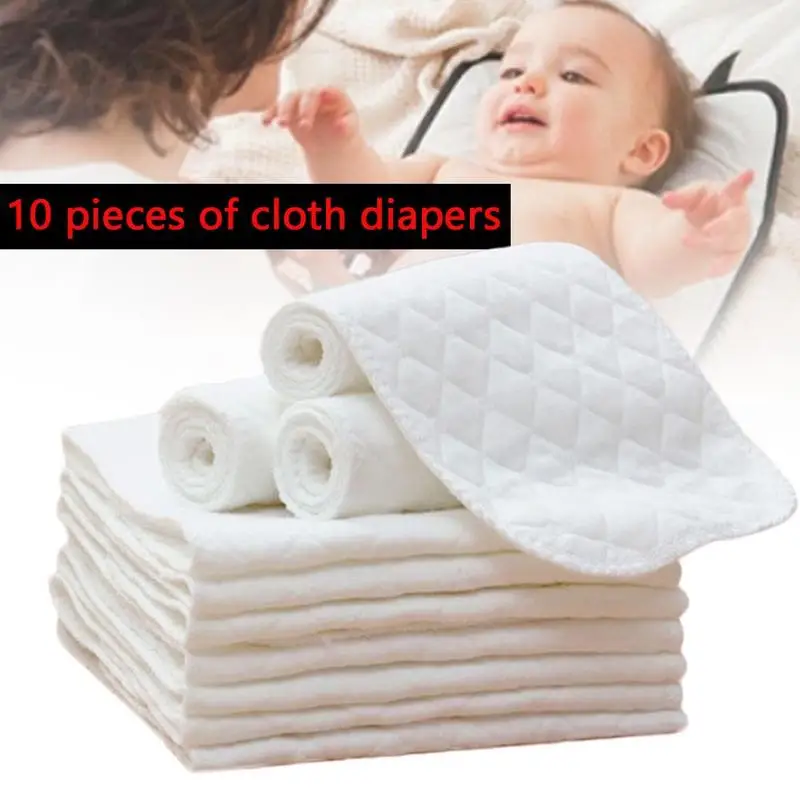 

10Pcs Reusable Baby 3 Layers Microfiber Eco-cotton Newborn Cotton Cloth Baby Diaper Diapers Care Nappy Baby 32*12cm