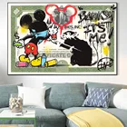 Картина-распылитель с изображением Микки Мауса из Диснея Бэнкси, настенная Картина на холсте с изображением доллара для гостиной