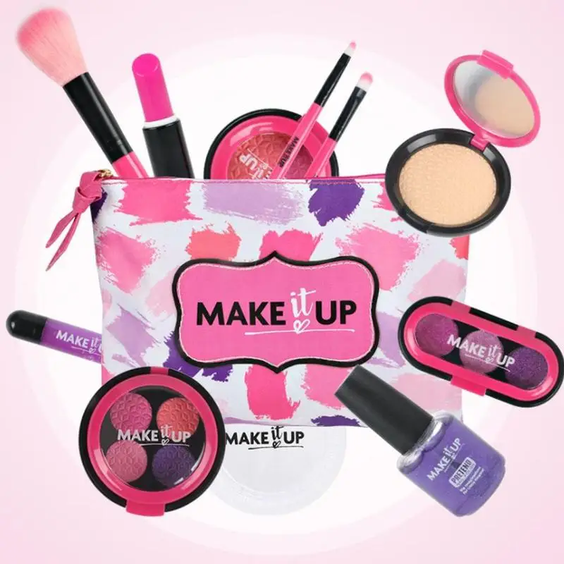 

Children Toy Set Simulation Play House Non-toxic Lipstick Makeup Accessories Princess Cosmetic Bag Gift For Girls
