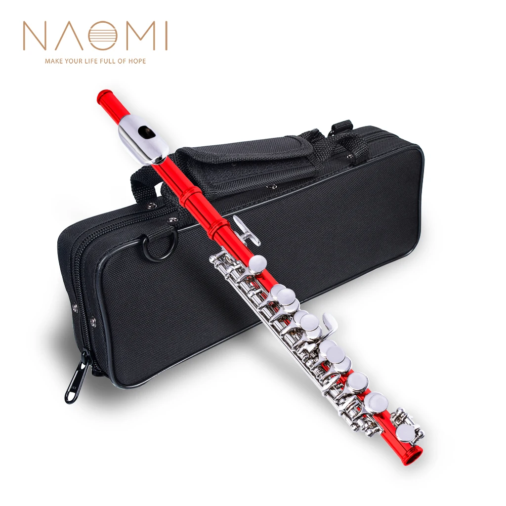 Red Color Nickel Plated C Key Piccolo Kit W/ Case   Cleaning Rod And Cloth And Gloves Top Quality Sound enlarge