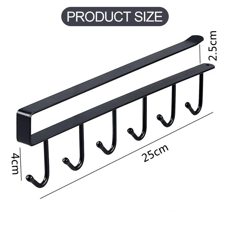 

Home Seamless Kitchen Storage Rack Nail-free Hanging Wrought Iron Wardrobe Hook Kitchen Organizer