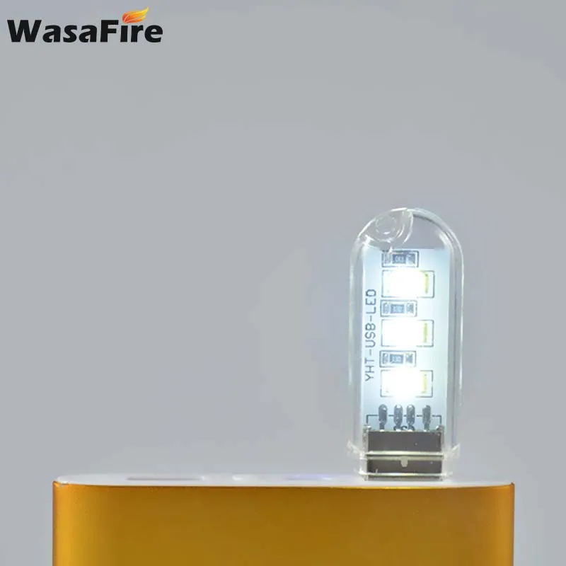 WasaFire супер мини Usb светильник 3 светодиодный флэш рабочий свет портативный фонарь