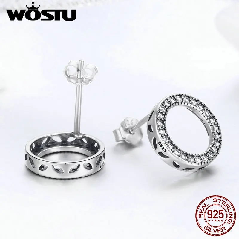 Серьги-пусеты WOSTU Hot Fashion из 100% серебра 925 пробы "Везучая на всю жизнь" - подлинные оригинальные украшения в подарок для женщин.