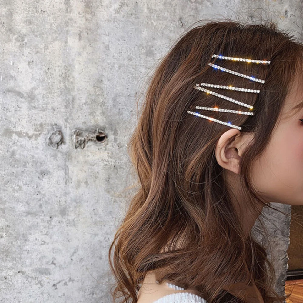 4 шт. блестящие украшения с камнями и стразами заколки для волос металлические