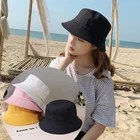 Шляпа Женская Солнцезащитная однотонная, хлопковая Панама, Пляжная шапка для отдыха на открытом воздухе, летняя