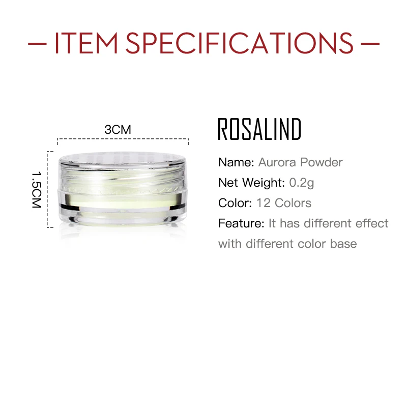 Порошок ROSALIND Shine Aurora для дизайна ногтей блестящий цветной пигмент пыль украшение