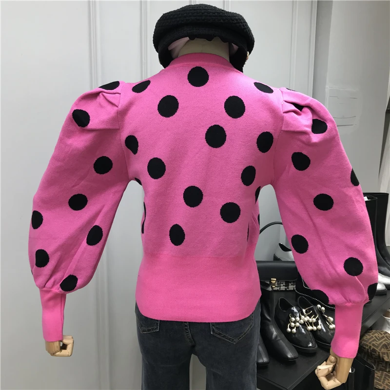 Женские пуловеры в горошек Korobov повседневные короткие свитера с круглым вырезом