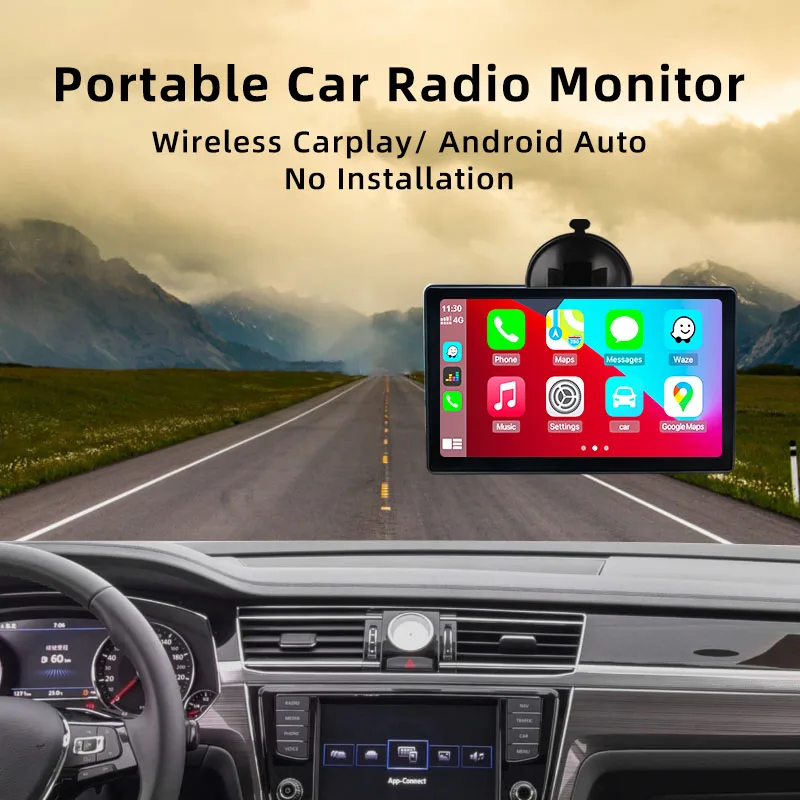 

Universal Car Monitor Portable Wireless CarPlay Navigation for All Cars Screen 7inch Touch Control Display Androidauto Siri