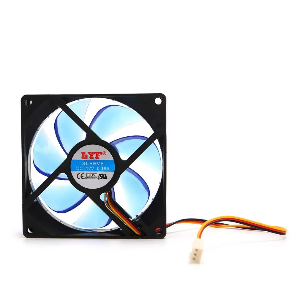 Blue 90 мм светодиодный светильник 3pin PC столик для ПК охлаждающий вентилятор охлаждения с низким уровнем шума 9025 10166 - Цвет лезвия: Blue