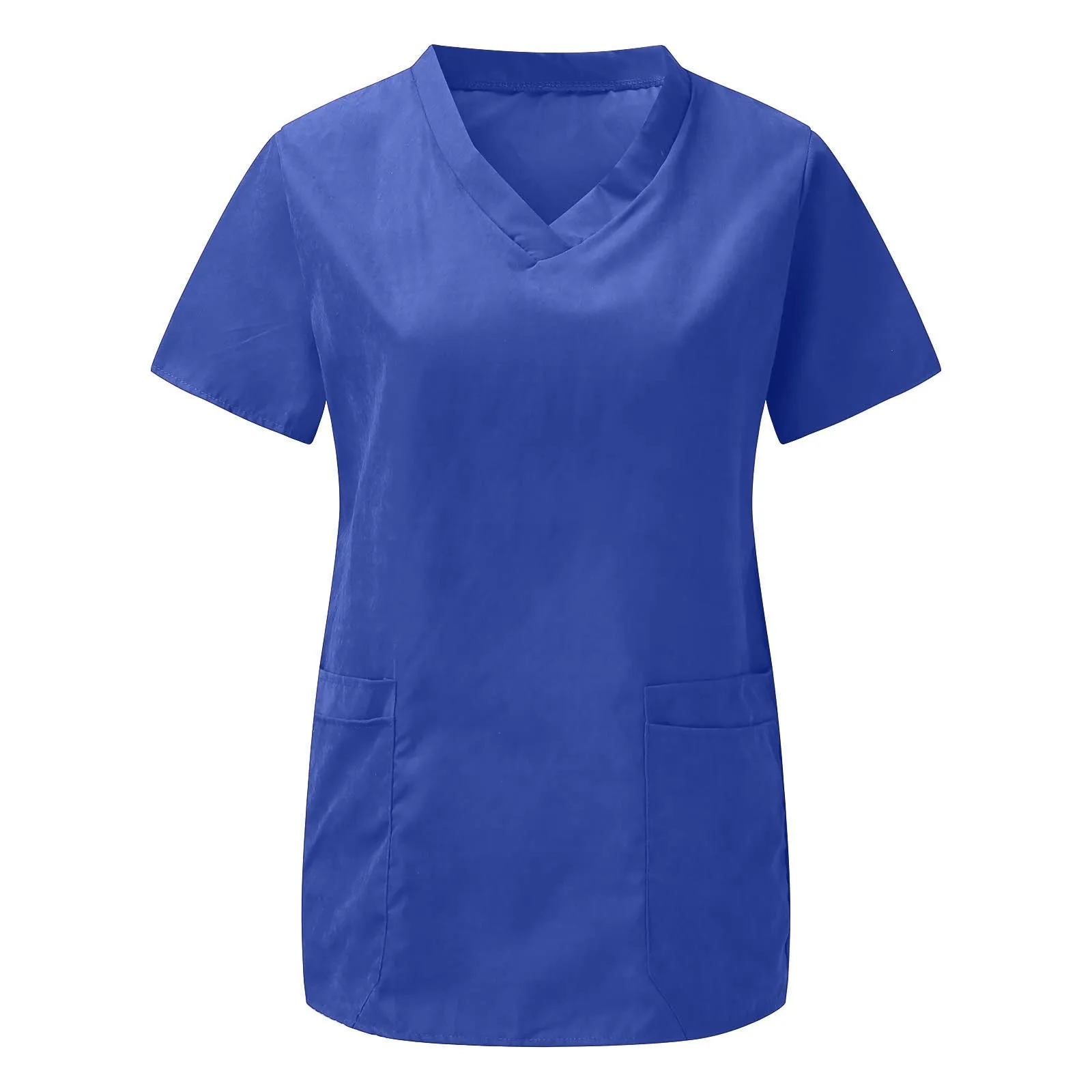 

Women Short Sleeve V-neck Tops New Working Uniform Solid Color Blouse Nurse Overalls Scrubs Uniforms Shirt