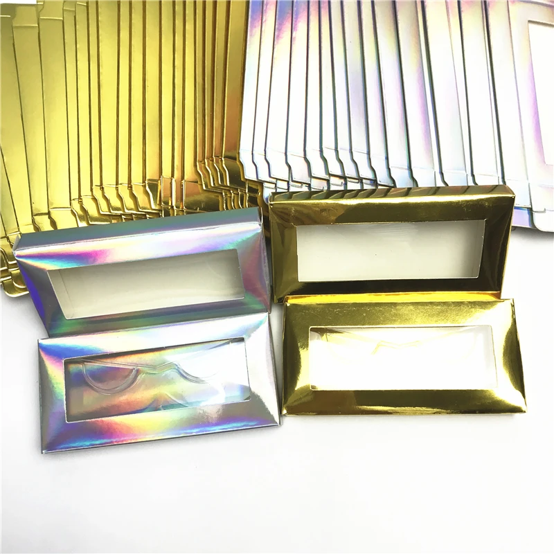 

Wholesale 2020 New holographic lashes box 20/50/100/200 pcs soft paper eyelashes packaging for false eyelashes make up glitter