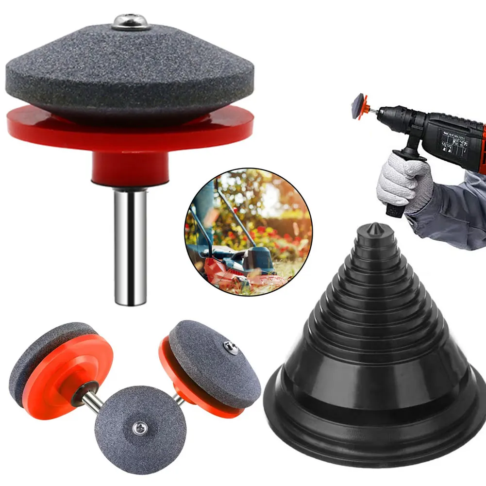

4PCS Knife Sharpening Drill Lawnmower Sharpener Set Garden Tools Rotary Garden Lawn Mower Parts Universal Grinder Wheel Stone