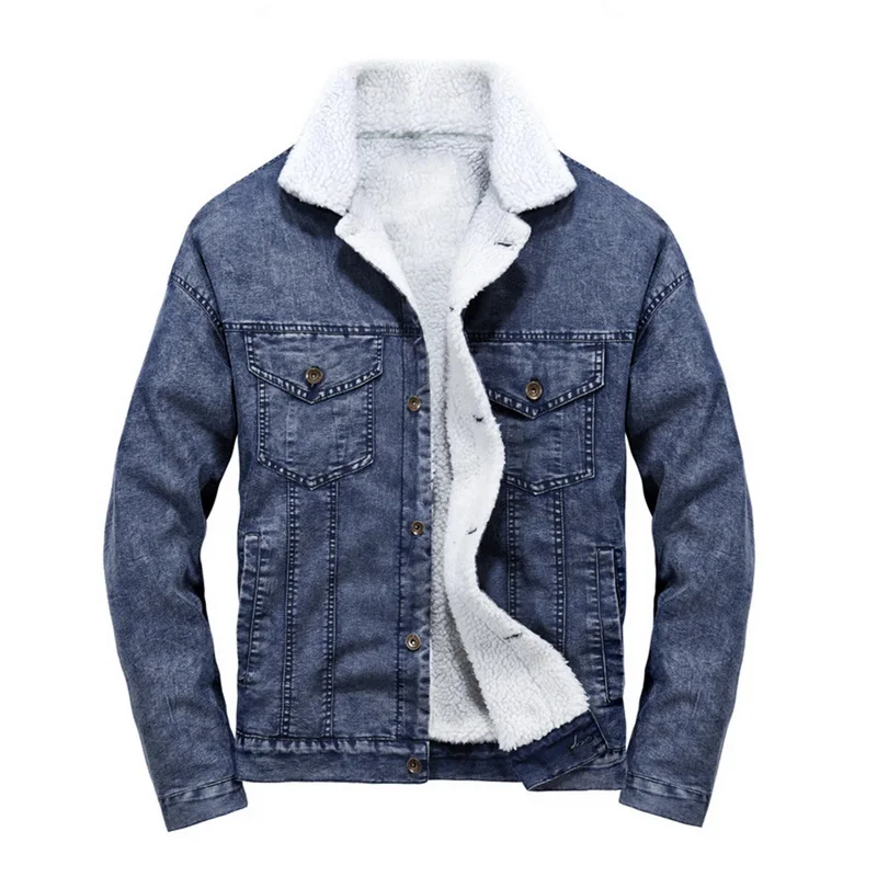 CYSINCOSFashion зимняя мужская куртка и пальто теплая флисовая джинсовая модные мужские