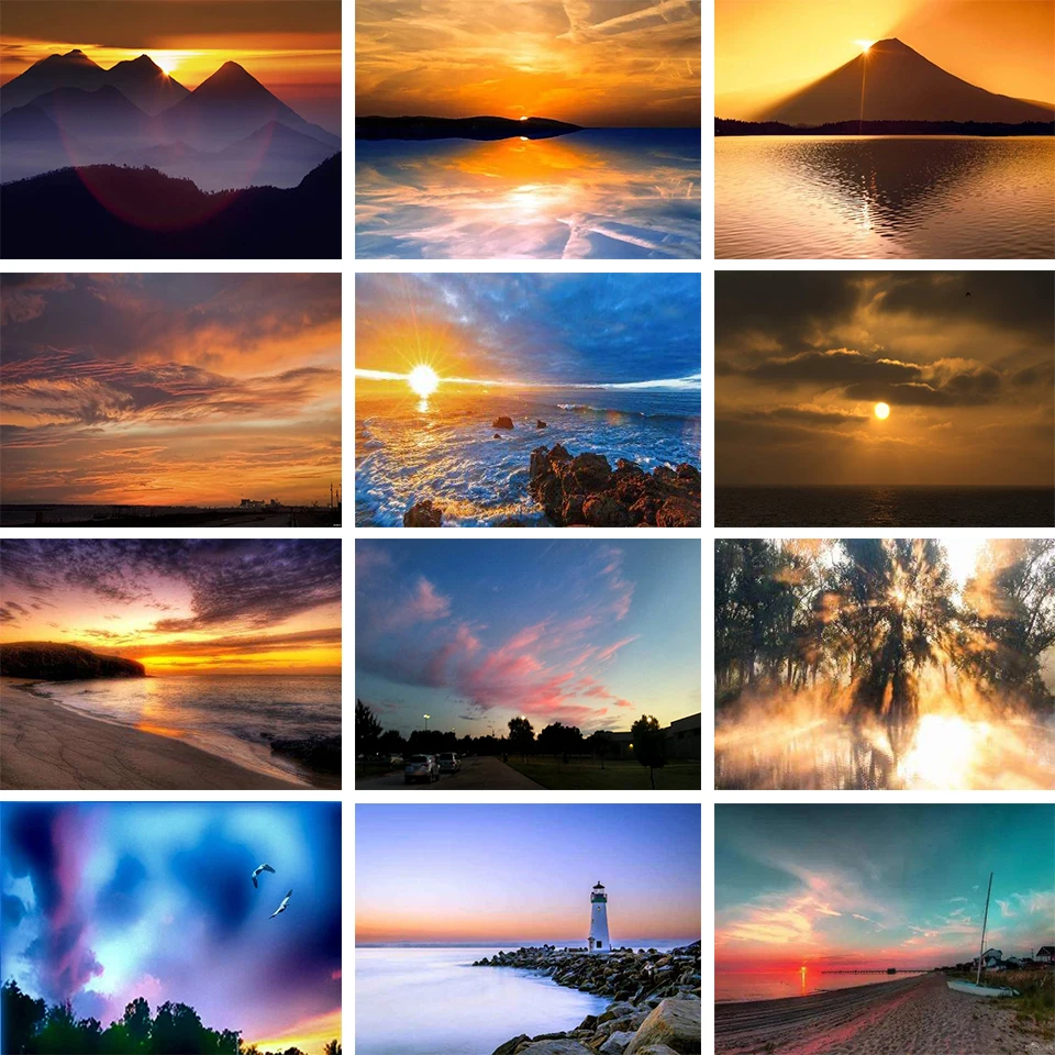 

Алмазная 5D картина «сделай сам», Набор для вышивки крестиком, с изображением заката, пейзажа, ванной комнаты, ванной комнаты