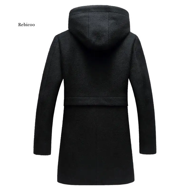 

Autumn and Winter New Style Luxury High Quality Men's Wool Coat Thick Warm Zipper Solid Color Trench Coat Jackets for Men