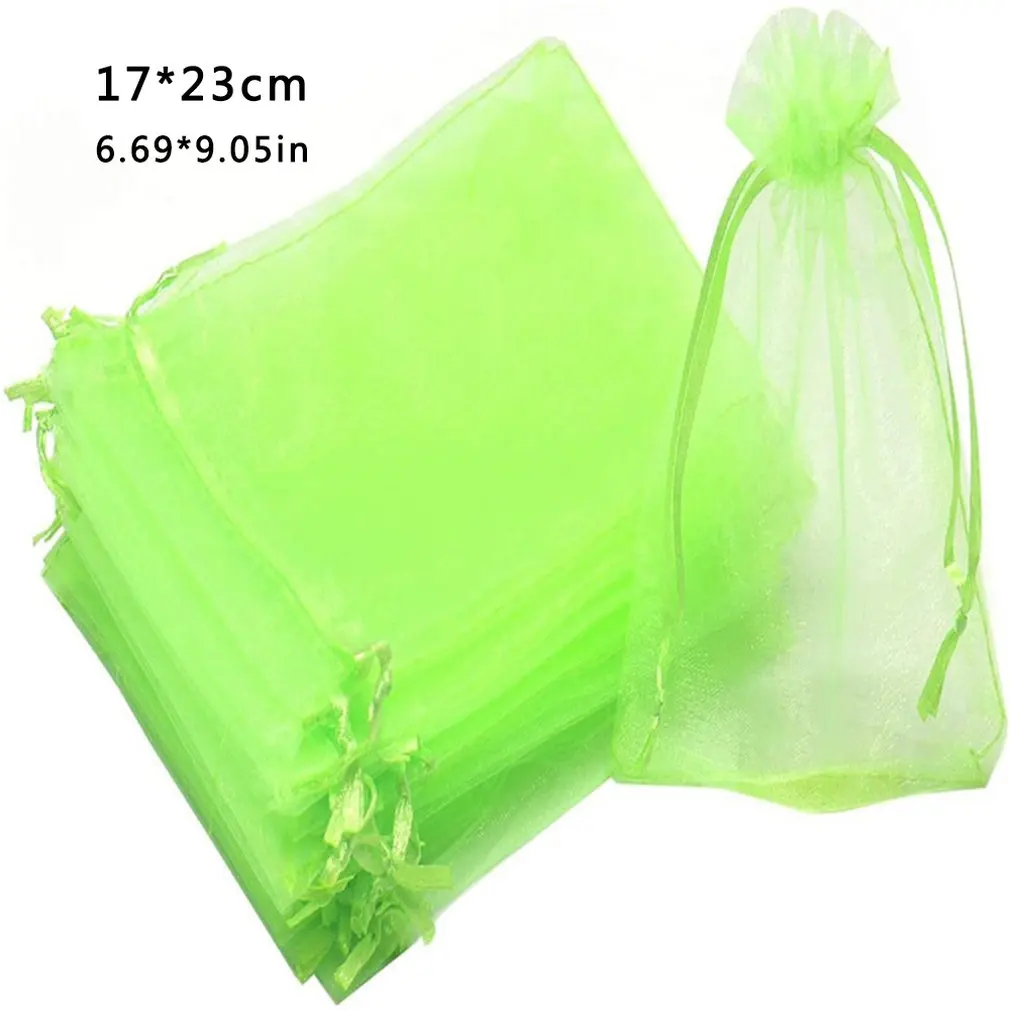 

100Pc Gift Organza Bag Jewelry Packaging Candy Wedding Party Goodie Packing Favors Cake Pouches Drawable Bags Present For Sweets