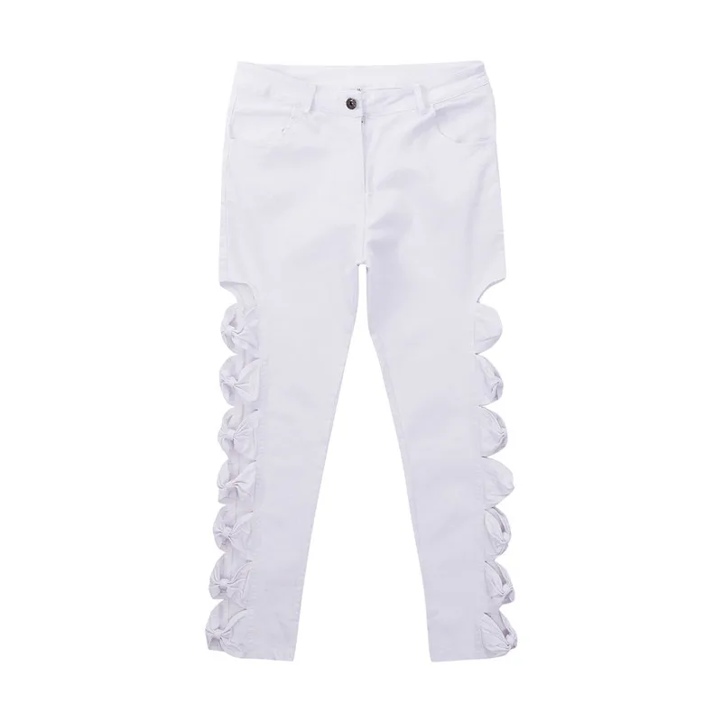 Модные сексуальные женские выдалбливают Твердые тянущиеся брюки с высокой