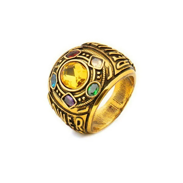 aliexpress.com - ZHEYI Vintage Gold Color Thanos Fist Rings for Men Colorful Crystal Inlaid Finger Ring Creative Design Male Punk Party Jewelry