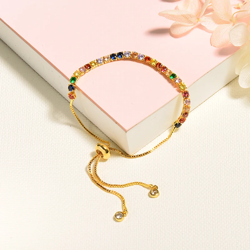 BAOYAN маленькие квадратные хрустальные браслеты модные женские Аксессуары Boho Регулируемый Хрустальный Теннисный браслет золотые браслеты для женщин