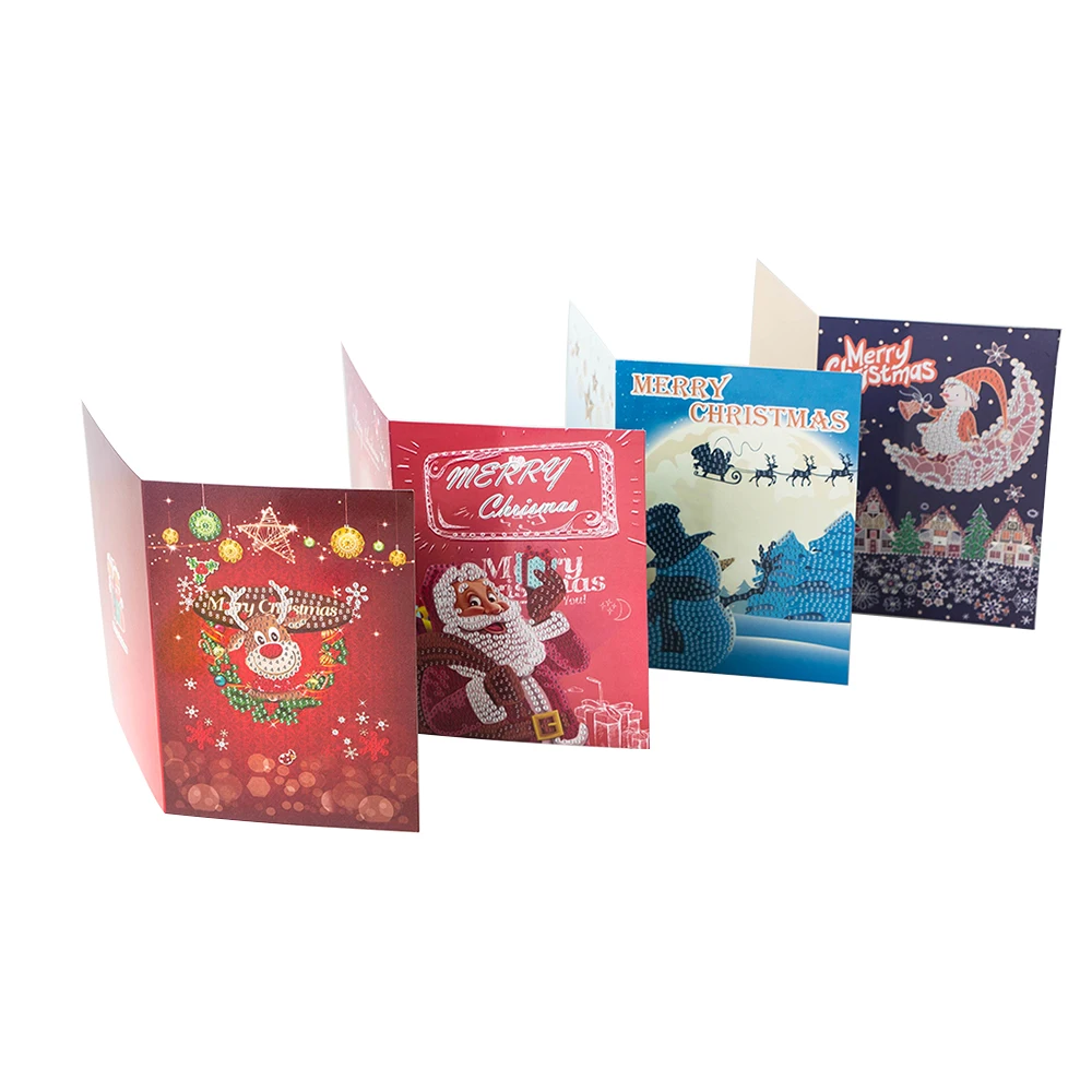 

5D Diamond Painting Christmas Cards Diamond Embroidery Paper Diy Greeting Postcards Craft Kids Gift Card For Christmas Decor