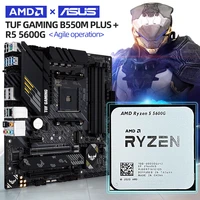 amd new ryzen 5 5600g r5 5600g cpu asus tuf gaming b550m plus micro atx motherboard set ddr4 am4 support r5 r7 r9 processor