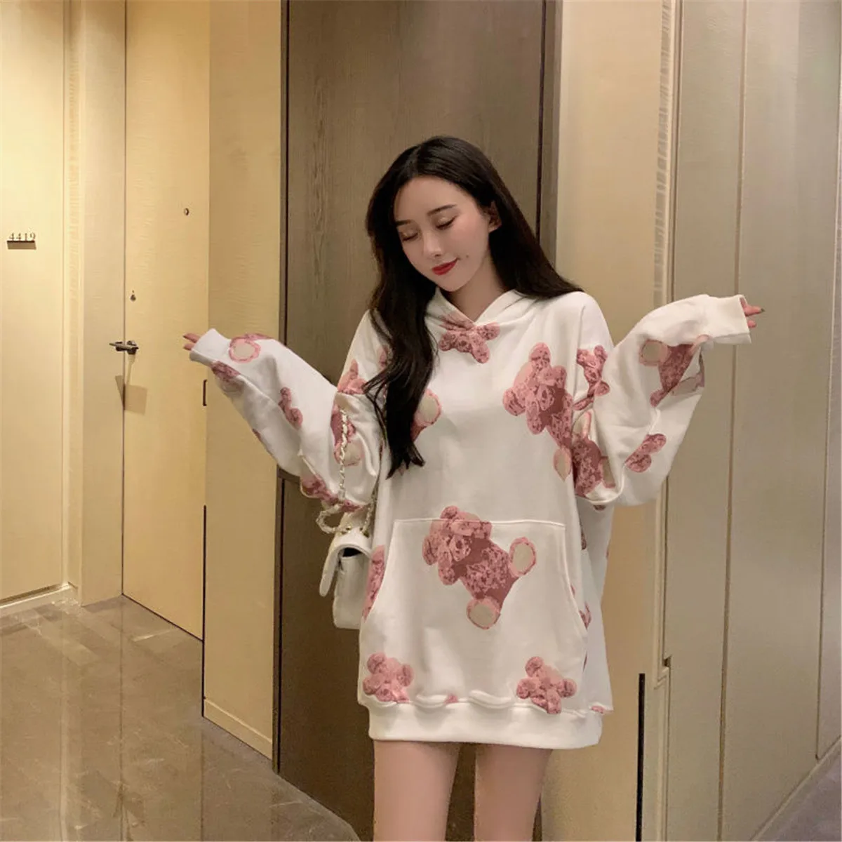 

Женская Осенняя Толстовка в стиле ретро, свободные Забавные топы в стиле панк с капюшоном в стиле оверсайз, в готическом стиле