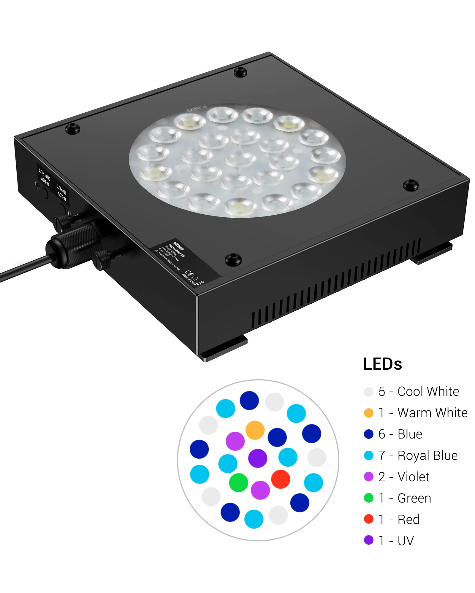Nicrew-Luz LED de Acuario, luz de arrecife de 50W, LED marino de espectro completo regulable para tanques de peces de Coral de agua salada, montaje de tanque incluido-4