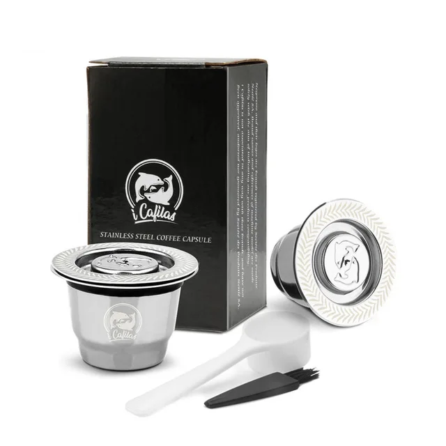 2 Capsule Nespresso фильтр для кофе из нержавеющей стали многоразовая перезаправляемая кофейная капсула Satinless трамбовочная ложка прекрасный дизайн Капсульная чашка - Цвет: 2 Capsule