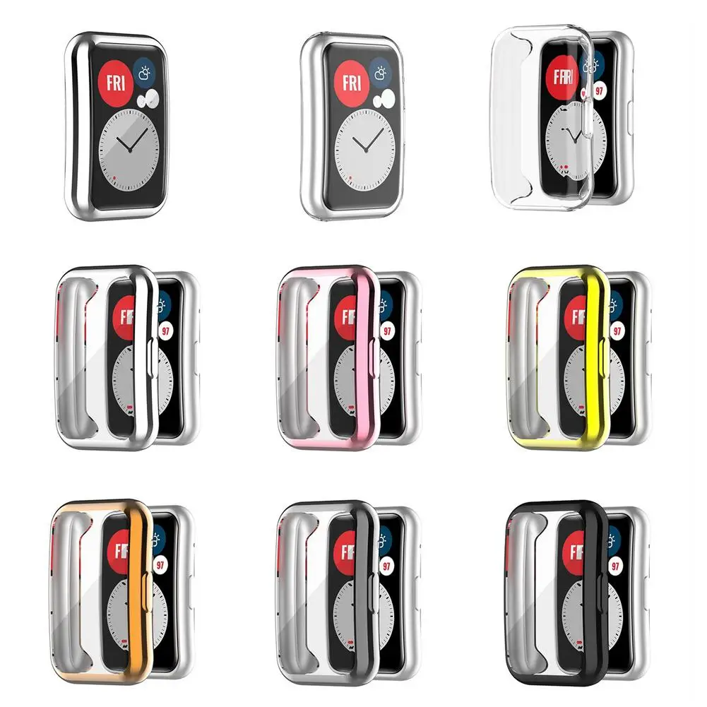 

FIFATA TPU Soft Protective Cover For Huawei Watch Fit Case Full Screen Protector Shell Bumper Plated Cases For Huawei Fit Watch